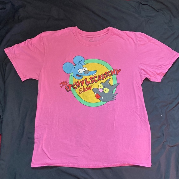 Simpsons Other - The Simpsons Itchy & Scratchy Show Pink T-Shirt Size L